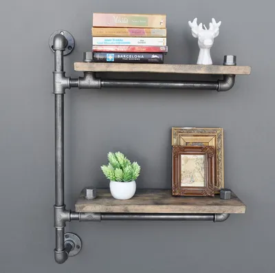 Immagine prodotto di Skye Decor, Almıla- BoruRaf076EVL, colore noce, nero, mensole da parete, 47x60x13 cm, 100% legno di abete rosso