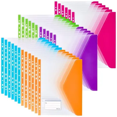 Obrázek produktu pro Dokumentové obálky formátu A4, vhodné pro archivaci, barevné složky se suchým zipem, voděodolné, 30 kusů