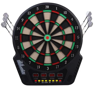 Produktbild von Elektronische Dartscheibe Dartboard Dart-Set mit LED-Anzeige, automatische Wertung, Soundeffekte, 6 Darts, 24 Dartköpfe, 27 Spiele, 243 Trefferoptionen für 16 Spieler, 44 x 51,5 x 3,2 cm
