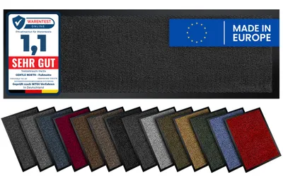 Produktbild von Hochwertige graue-schwarze Fußmatte 60x180 cm – rutschfest, waschbar, wetterfest – ideal für Innen, Außen und den Eingangsbereich