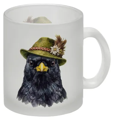 Produktbild von Alpendohle mit alpenländischem Trachtenhut Glas Tasse