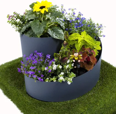 Produktbild von Jardinion Kräuterspirale Pflanzspirale Gewürzspirale 35cm x Ø55cm Grau, Kräuterschnecke, Beet, Kräutergarten, Kräuterturm, Gartendekoration, Blumentreppe, Hochbeet