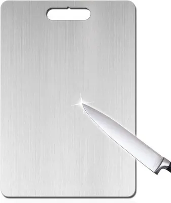 Productafbeelding van Ibenzoa® snijplank, 100% titanium en roestvrij staal – poreusvrij, mesvriendelijk, hygiënisch voor fruit, groenten, brood en vlees