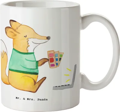 Produktbild von Mr. & Mrs. Panda Tasse Grafiker Herz - Weiß - Geschenk, Kreativ, Grafikdesigner, Designer, Becher, Kaffeetasse, haferl, Kaffeebecher, Teetasse
