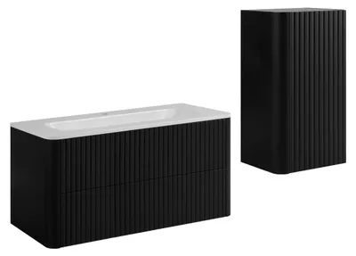Produktbild von Badmöbel-Set mit Waschbecken und Midischrank, Schwarz, 100 x 48 x 44 cm