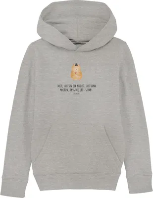 Produktbild von Mr. & Mrs. Panda Kinderpullover Hamster Hut 5-6 Jahre (110/116) - Heather Grey - Geschenk, Lustige Sprüche, Pullover, Zauberer, Zwerghamster, Hoodie, Magier, Sweatshirt