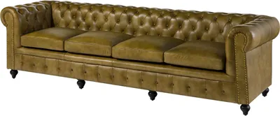 Produktbild von MASSIVMOEBEL24.DE Sofa 4-Sitzer Echtleder 274x82x75 grün CHESTERFIELD #304