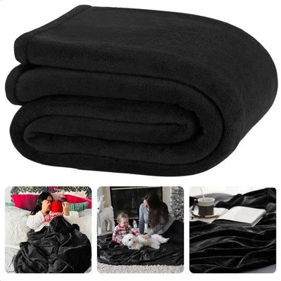 Productafbeelding van Unyqoos® Cheqo® Fleece deken – Donkergrijs, 125 x 150 cm, polyesterfleece, wasbaar op 30°C, warme deken voor bank en bed