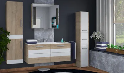 Obrázok produktu pre Kúpeľňová skrinka 3 dvierka Kúpeľňová skrinka Vysoká skrinka Kúpeľňový nábytok skrinka Moderné 170x30c, farba:sonoma mix