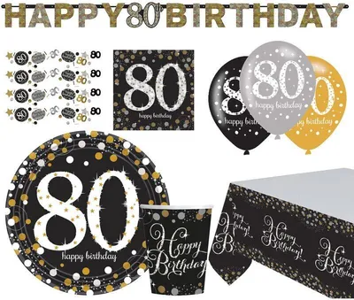 Produktbild von Zahl 80 Sparkling Celebrations Gold Partyset 41-teilig