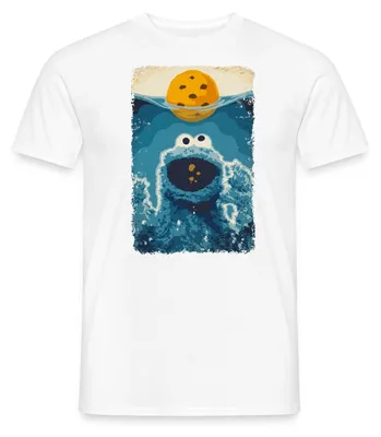 Produktbild von Spreadshirt Sesamstraße Krümelmonster Hai Männer T-Shirt, M, Weiß
