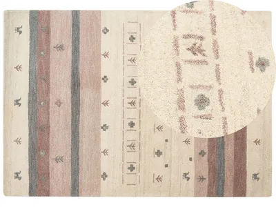 Produktbild von BELIANI Gabbeh Teppich Beige aus Wolle 160 x 230 cm Rechteckig Hochflor mit Geometrischem Muster Weich Modern für Wohnzimmer Schlafzimmer Flur