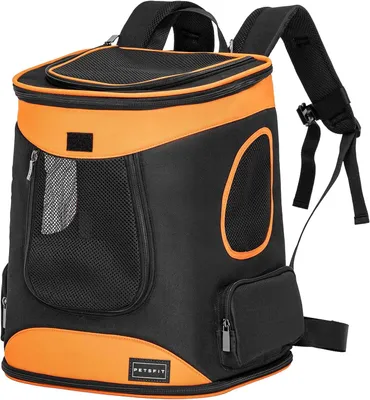 Productafbeelding van Huisdierrugzak voor honden en katten met netvenster, verstelbare schouderriemen en afmetingen 43 x 32 x 29 cm