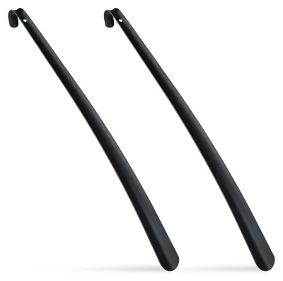 Produktbild von 6 x Schuhlöffel Metall, stabil, Schuhanzieher 58 cm lang, zum Aufhängen, Anziehhilfe für Schuhe, schwarz
