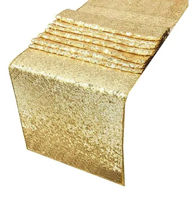 Zdjęcie produktu dla Błyszczący obrus dekoracyjny, 30x300 cm, poliester, kolor złoty