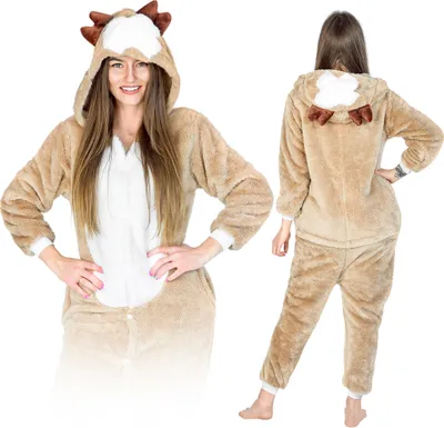 Produktbild von ZOLTA Kombinezon dla kobiet i mężczyzn - Miękka, przytulna piżama uni - Ciepła piżama - Kostium na imprezę i Halloween - Rozmiar 148-160 cm S - Renifer