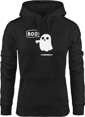 Produktbild von Kapuzen-Pullover Damen Geist BOO Gespenst Halloween Hoodie Moonworks® schwarz XS