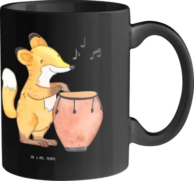 Produktbild von Mr. & Mrs. Panda Kaffeetasse Djembe Freude - Schwarz - Geschenk, Becher, Trinkbecher, Musik, Teetasse, Teebecher, Lernen, Rhythmus, Trommelkreis, Instrument, Leidenschaft