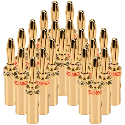 Produktbild von NEXMEX Bananenstecker 4mm schraubbar 28x Stecker vergoldet für Lautsprecherkabel