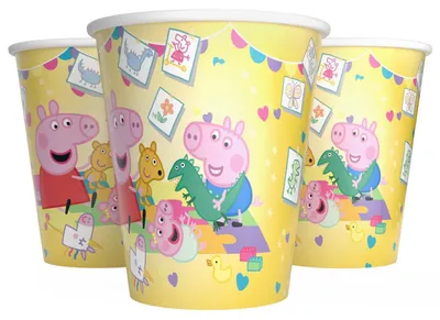 Produktbild von Peppa Pig Pappbecher 250 ml 8er Pack Gelb Partybecher Kindergeburtstag Einwegbecher