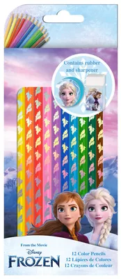 Zdjęcie produktu dla Zestaw Kredek 12 Kolorów + Temperówka + Gumka - Frozen