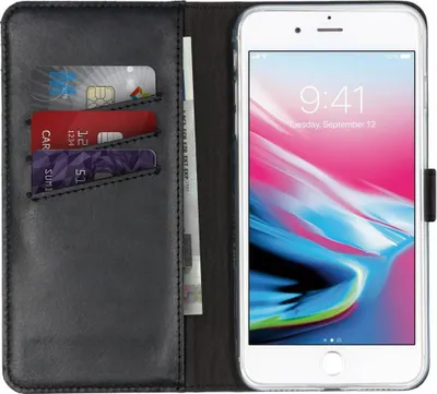 Image de Selencia Bibliothèque en cuir véritable pour Apple iPhone 8 Plus / 7 Plus - Noir