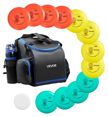 Immagine prodotto di VEVOR set di dischi da disc golf (12 + 1) per principianti, starter set, con putter, mid-range, driver, incluso mini marker, zaino portatile, per giardino prato spiaggia e parco all'aperto