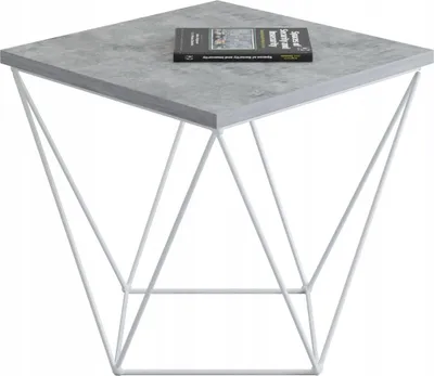 Obrázek produktu pro Kávový stolek z drátu čtvercový Loft Industrial bílý + světlý beton