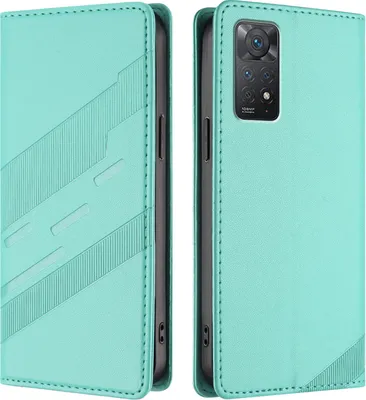 Produktbild von Hülle für Xiaomi Redmi Note 11 Pro 5G/4G/Note 12 Pro 4G, Kunstleder Brieftaschen Handyhülle mit Kartenfach und Standfunktion Türkis
