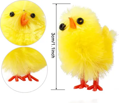 Image de 60 pièces Mini poussins jaunes de Pâques Décoration Jouets Statues d'animaux de ferme Décorations de table pour enfants Figurines de poulets en peluche