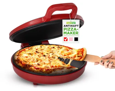 Productafbeelding van NutriChef Elektrische Pizzaoven, 1500W, 30 cm, Pizzamaker, Roterend, met antiaanbakplaat, 80-