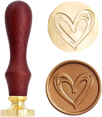 Produktbild von Wachssiegel Stempel Hochzeit – Scribble Herz - Siegelstempel für DIY Einladungen, Menükarten, Briefe und Umschläge