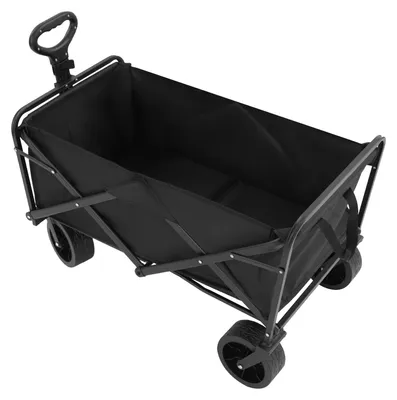 Image de Chariot pliant - Chariot de camping - Acier au carbone élevé - 4 roues - Capacité de charge : 115 kg - Dimensions : 89,5 x 51 cm - Noir