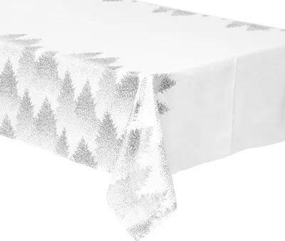 Produktbild von Bedruckte tischdecke tanne 140x240cm weiß und silber - Atmosphera créateur d'intérieur