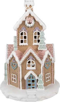 Produktbild von Clayre & Eef Lebkuchenhaus mit LED Ø 21x33 cm Braun Kunststoff
