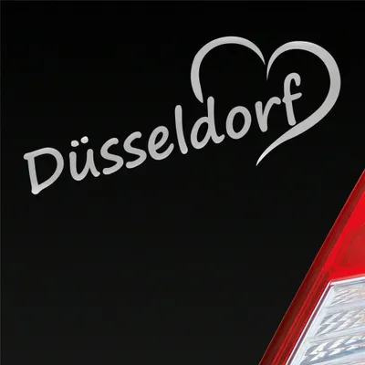 Produktbild von Auto Aufkleber Düsseldorf Herz Stadt City Liebe Love Heart 20x8 cm Silber Sticker Heckscheibenaufkleber