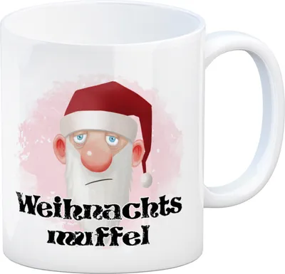 Produktbild von Weihnachtsmuffel witzige Kaffeetasse mit lustlosem Weihnachtsmann Motiv
