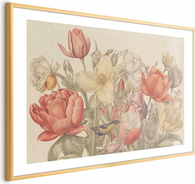 Produktbild von Posterpapier Poster - Flower Bouquet on a Cream Background 60x40 cm Blumen b-H-10034-ao-a