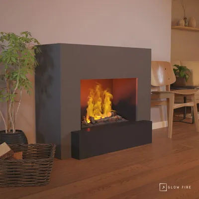 Produktbild von GLOW FIRE Elektrokamin 'Hauptmann' | Wasserdampf Kamin mit OMC 600 inkl. Holz in grau | HxBxT: 90x110x35 cm
