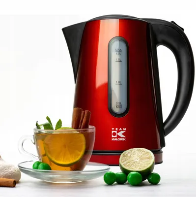 Produktbild von KALORIK Wasserkocher TKG WK 1020 R L rot Electric kettle STYLISH 2000W 1.7L red 360° cord storage compartment