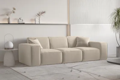 Produktbild von Sofa Designersofa CELES PREMIUM 3-Sitzer in Stoff Opera Velvet Beige