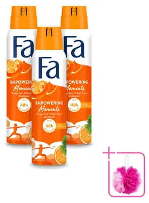 Imagen del producto de 3 aerosoles desodorantes Fa "Empowering Moments" - 150 ml - Pack ahorro - 3 unidades
