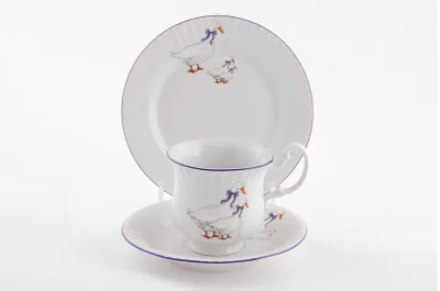 Zdjęcie produktu dla Porcelanowy zestaw śniadaniowy, gęsi, Leander, 3 d.