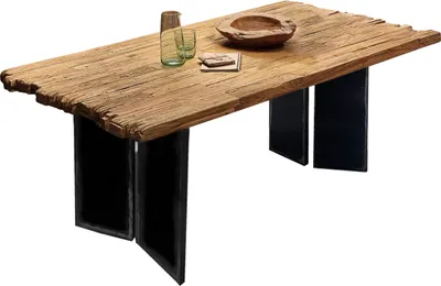 Produktbild von SIT Möbel Esstisch | Teak-Holz natur | Plattenstärke 50 mm | Metallgestell schwarz | B 200 x T 100 x H 77 cm | 16063-11 | Serie TOPS & TABLES