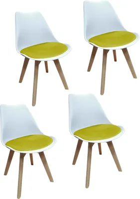 Produktbild von 4er Set Design-Stühle mit Sitzpolster Esszimmerstühle im skandinavischen Stil