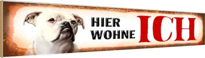 Produktbild von vianmo Holzschild 10x46 cm Bulldogge Hund hier wohne Tier Haustier