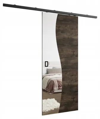 Produktbild von KIER FURNITURE Schiebetür Komplettset FALA Sliding Door, Raumteiler Schiebetür Esche Dunkel 106x205x1,6 cm
