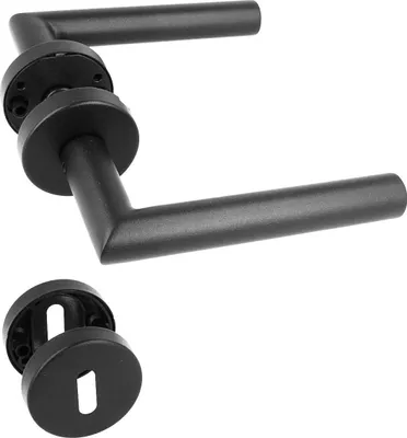 Produktbild von Türgriff Türklinke Türdrücker Türbeschlag Edelstahl Schwarz Matt Black Line Soft Buntbart