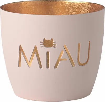 Immagine prodotto di Compagnia del Regalo Madras Miau M lanterna, porta tea light, porta candela, ferro, rosa pastello / oro, h 8,5 cm, 1156104076