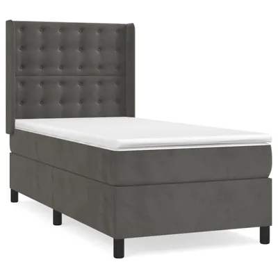 Produktbild von vidaXL Boxspringbett mit Matratze Dunkelgrau 80x200 cm Samt